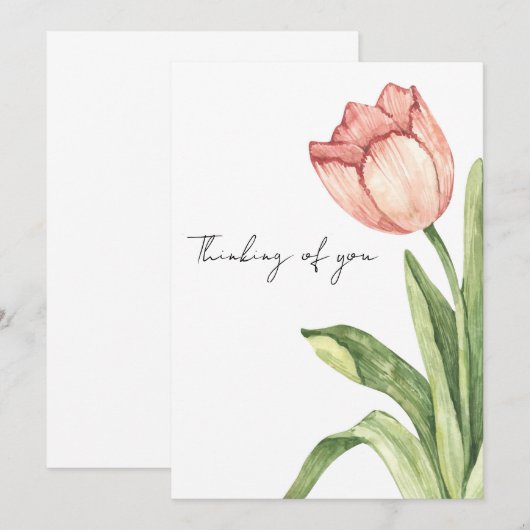 Einzelne rosa Tulpe Einladung (Vorne/Hinten)