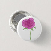 Einzelne rosa Wasserfarben-Rose Button (Vorne & Hinten)