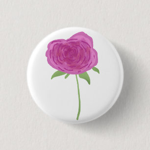 Einzelne rosa Wasserfarben-Rose Button