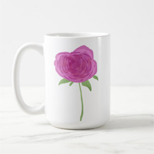 Einzelne rosa Wasserfarben-Rose Kaffeetasse