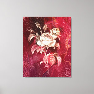 EINZELNE ROSE auf rotem Hintergrund Leinwanddruck