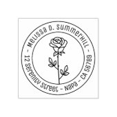Einzelne Rose Runde Adresse Gummistempel (Prägung)