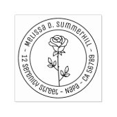 Einzelne Rose Runde Adresse Permastempel (Design)
