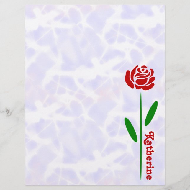 Einzelne rote Rose grüner Stiel Blätter Name anpas (Vorderseite)