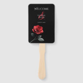 Einzelne rote Rose-Hochzeitsprogramm Fächer (Vorderseite)