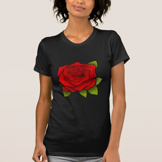 Einzelne Rote Rose T-Shirt (Vorderseite)