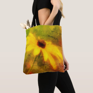 Einzelne Schwarze Rudbeckie Kunst Distressed Tasche