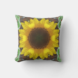 Einzelne Sonnenblume mit Minzblättern Kissen