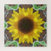 Einzelne Sonnenblume mit Minzblättern Puzzle (Horizontal)