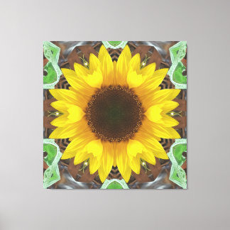 Einzelne Sonnenblume mit Minzeblättern Leinwanddruck