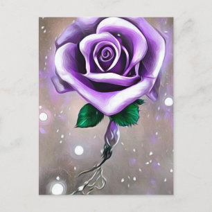 Einzelne violette Rose Postkarte