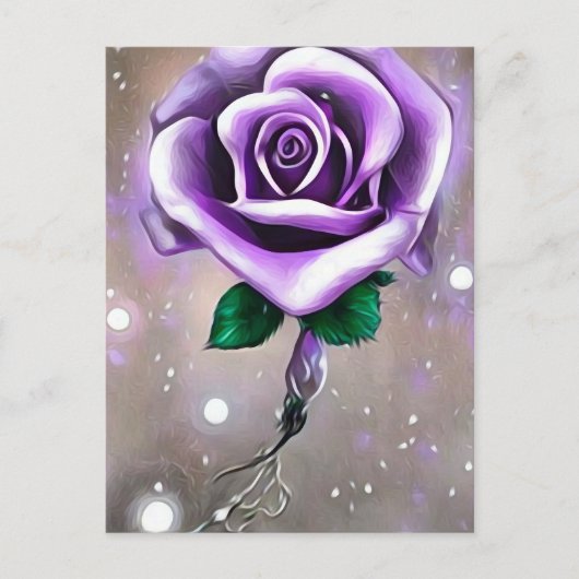 Einzelne violette Rose Postkarte (Vorderseite)