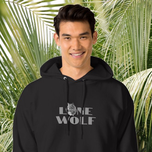"Einzelne Wolf" oder Ihre Nachricht, großer hellgr Hoodie