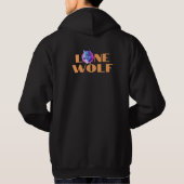 "Einzelne Wolf" oder Ihre Nachricht, großer orange Hoodie (Rückseite)
