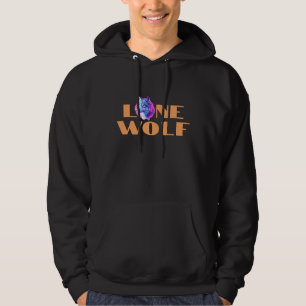 "Einzelne Wolf" oder Ihre Nachricht, großer orange Hoodie