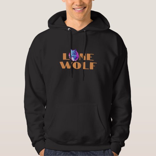 "Einzelne Wolf" oder Ihre Nachricht, großer orange Hoodie (Vorderseite)