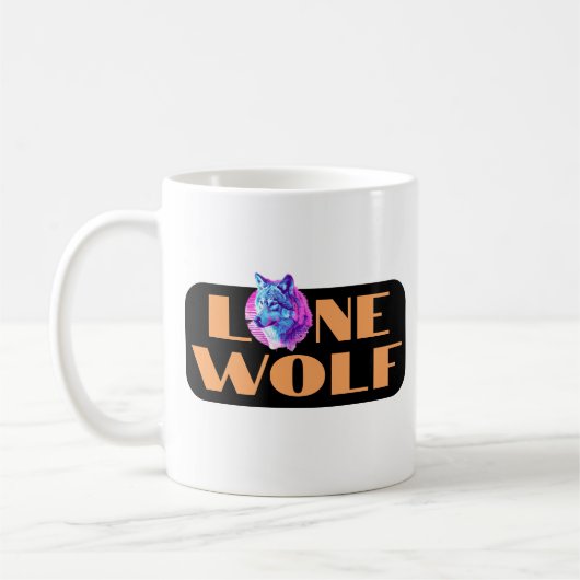 Einzelne Wolf oder Ihre Nachricht Großer orangefar Kaffeetasse (Links)