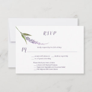 Einzelner Blumenstiel Lila Lavendel RSVP Karte