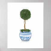 Einzelner Formschnittbaum in Chinoiserie-Pflanzküb Poster (Vorne)