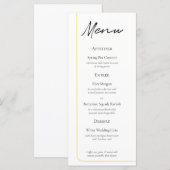 Einzelner Goldfaden Hochzeitsmenü Menükarte (Vorne/Hinten)