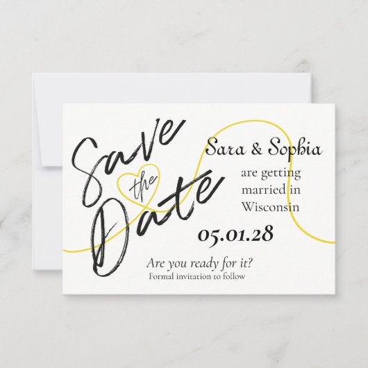 Einzelner Goldfaden Save the Date (Vorderseite)