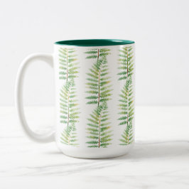 einzelner grüner Farnwedel Zweifarbige Tasse