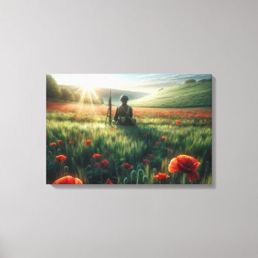 Einzelner in einem roten Mohnfeld Leinwanddruck (Vorderseite)