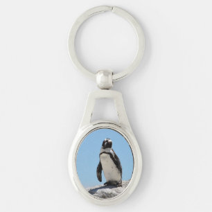 Einzelner Pinguin Blauer Himmel Schlüsselanhänger