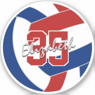 einzelner roter blauer Volleyball-Aufkleber oder K Aufkleber