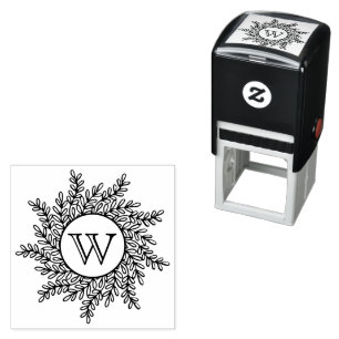 Einzelnes Anfangsmonogramm Blätterkranzrahmen Permastempel