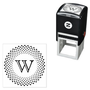 Einzelnes Anfangsmonogramm Runde gepunktete Rahmun Permastempel