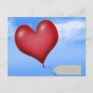 Einzelnes Ballonherz mit Nachrichtentag Postkarte