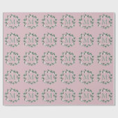 Einzelnes Monogramm-Buchstaben-Quadrat-Blumenrahme Geschenkpapier (Flach)