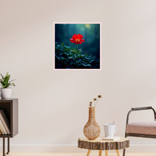 Einzelnes rotes Blüten-Fokus-Design Poster