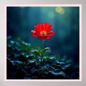 Einzelnes rotes Blüten-Fokus-Design Poster (Vorne)