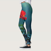Einzelnes rotes Blütenfokus-Design Leggings (Links)