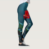 Einzelnes rotes Blütenfokus-Design Leggings (Rechts)