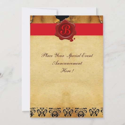 EINZELWEIN - PARTY ROT WAX SIEGEL MONOGRAM EINLADUNG (Rückseite)