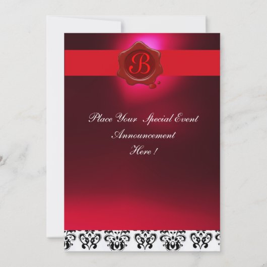 EINZELWEIN - PARTY ROT WAX SIEGEL MONOGRAM EINLADUNG (Rückseite)