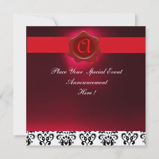 EINZELWEIN - PARTY ROT WAX SIEGEL MONOGRAM EINLADUNG (Rückseite)