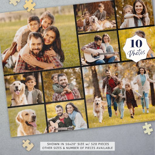 Einzigartig 10 FotoCollage Einfach Schwarz Puzzle