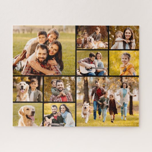 Einzigartig 10 FotoCollage Einfach Schwarz Puzzle (Horizontal)