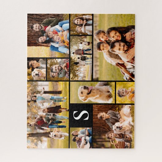 Einzigartig 11 FotoCollage Einfache Monogramm Schw Puzzle (Vertikal)