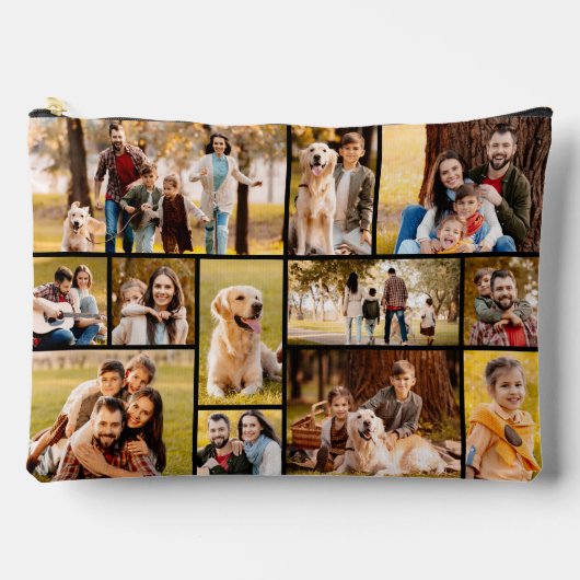 Einzigartig 12 Foto Collage Minimalistisch Einfach Zubehörtasche (Vorderseite)