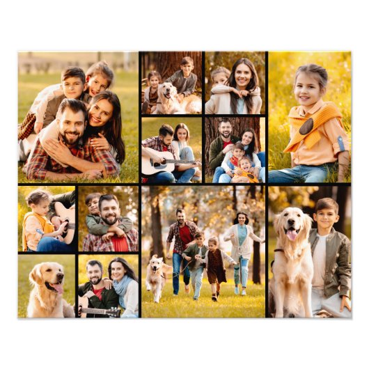 Einzigartig 12 FotoCollage Einfach Schwarz Fotodruck (Vorne)