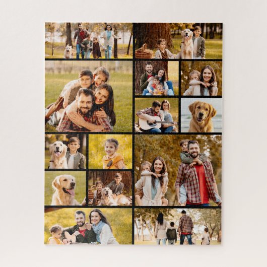 Einzigartig 14 FotoCollage Einfach Schwarz Puzzle (Vertikal)