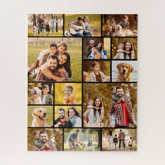 Einzigartig 17 Foto Collage Einfach Schwarz Puzzle (Vertikal)