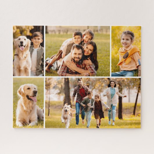 Einzigartig 5 FotoCollage Einfach Weiß Puzzle (Horizontal)