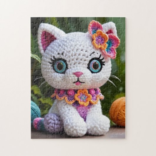 Einzigartig Amigurumi Kitty: Adorable White Cat Cr Puzzle (Vertikal)