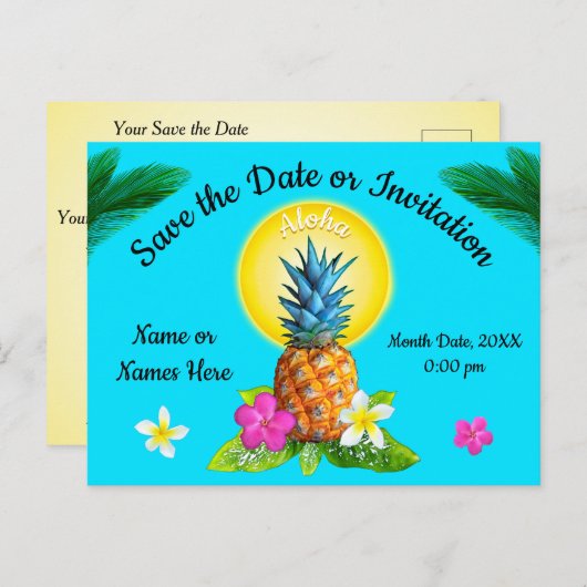 Einzigartig auf Hawaii: Speichern Sie die Datumska Ankündigungspostkarte (Vorne/Hinten)